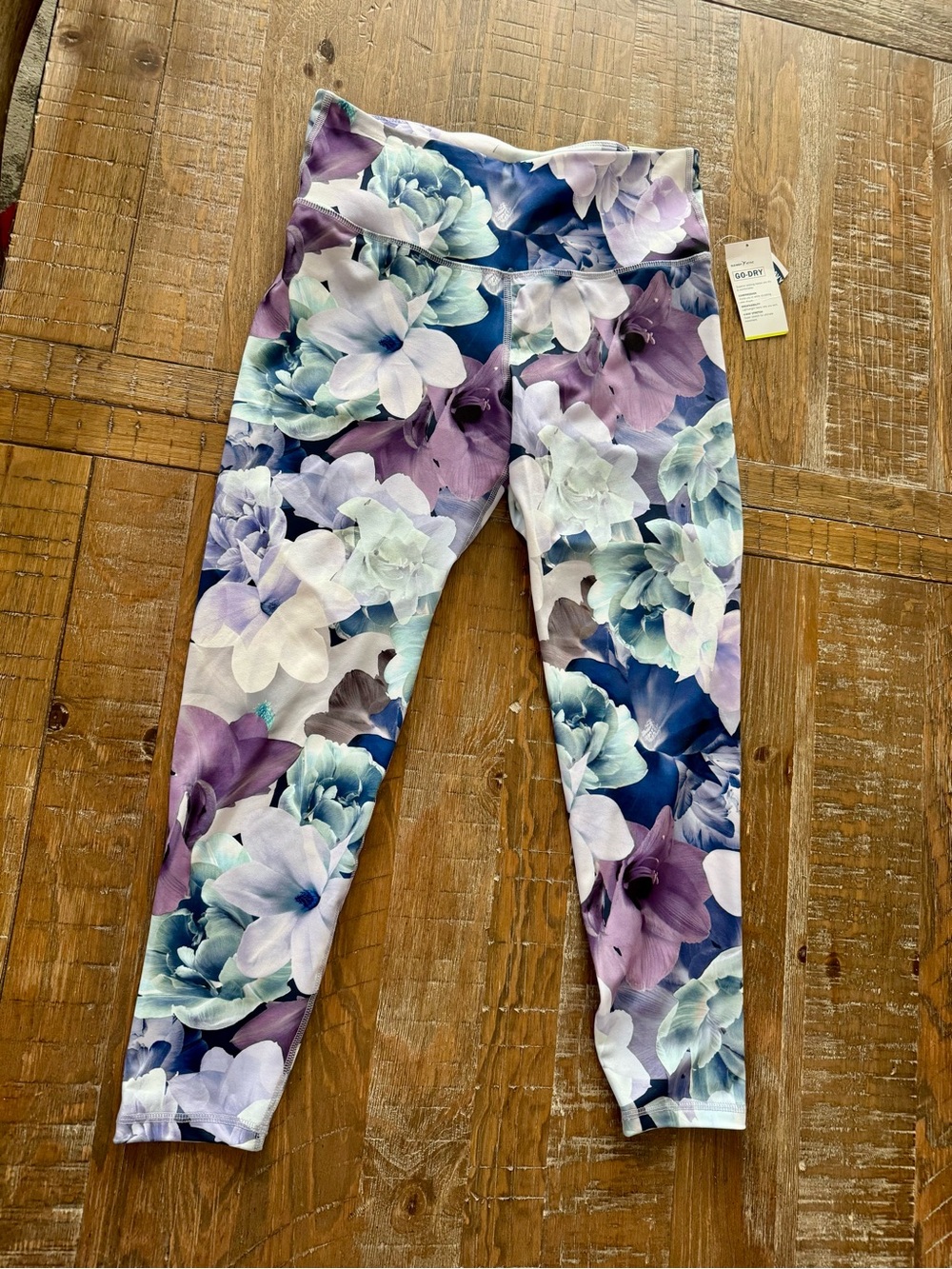New Old Navy Women’s Floral Print Active Leggings - Purple & Blue, Size Large